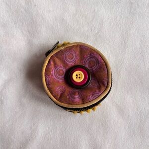 Boho Fabric Coin Pouch with Button Accent